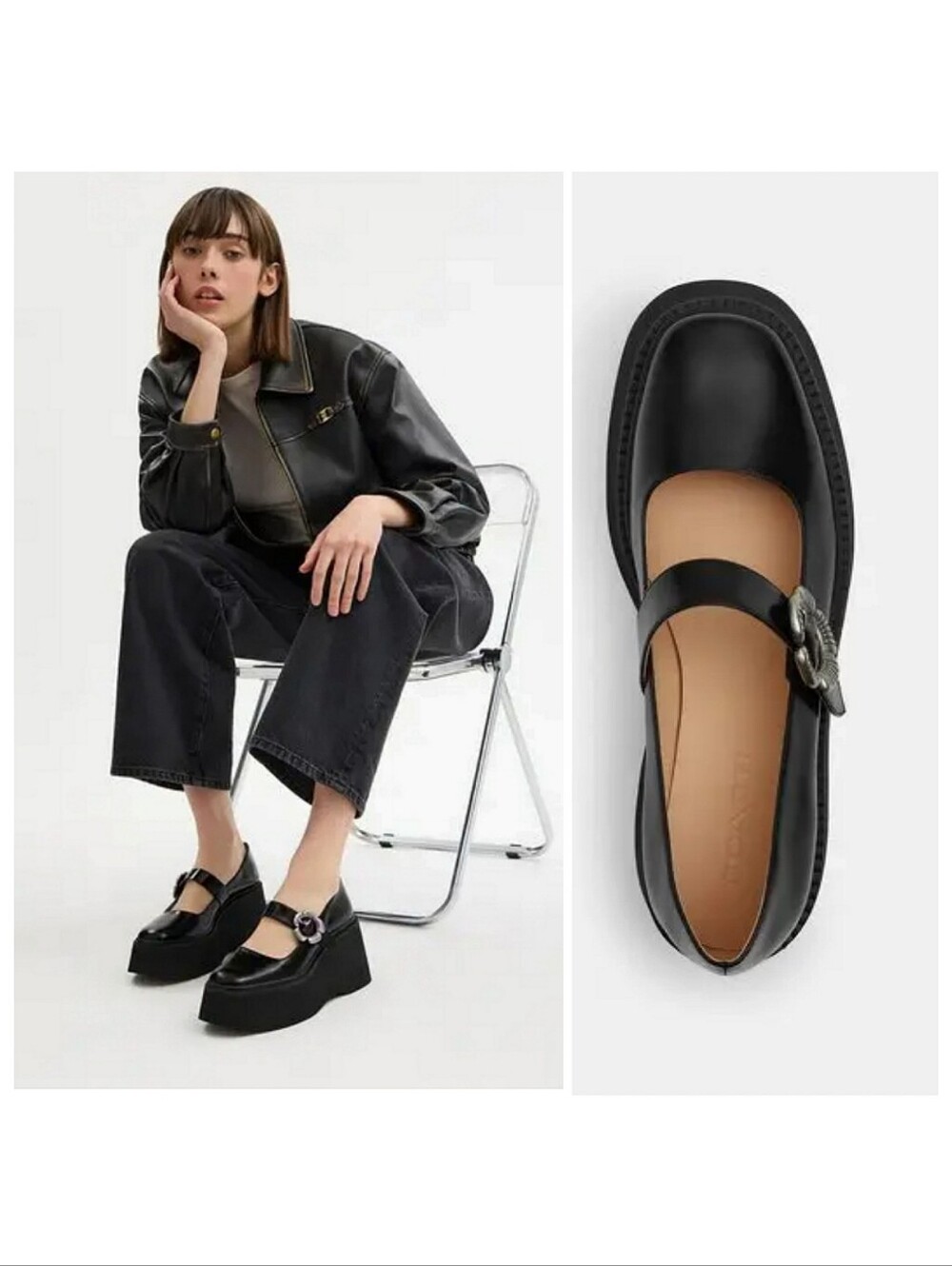🆕️ Coach Tea Rose Platform Mary Jane Shoes Black 9.5 Dark Academia Punk Grunge